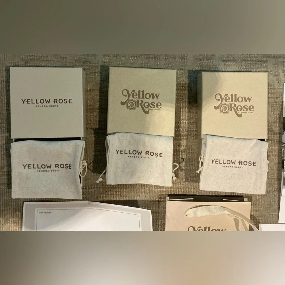 Kendra Scott Yellow Rose Gift Boxes and Cloth Bags